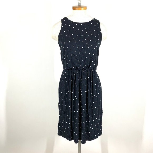 Ann Taylor LOFT Black & White Polka Dot Jersey Sleeveless Dress XSP Petites - Picture 1 of 10